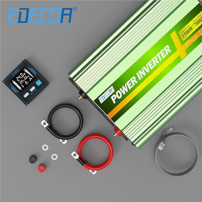 EDECOA 3500W 24 Volts Pure Sine Wave Power Inverter DC 24V to 110V 120V AC with LCD Display and Remote Controller for Truck Motorhome Boat Power Converter