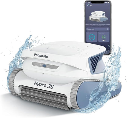 Poolmate Hydro 3S Cordless Robotic Pool Vacuum for Inground Pools, 4 Cleaning Modes, App Control, 300 Mins ECO Mode, Smart Navigation S-Path, 4.1L Large Filter Basket, Ideal for Aboveground Pools