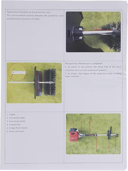 Handheld Sweeper 52CC 2 Stroke Gasoline Power Sweeper Outdoor Sweeping Broom 2.3HP Walk Behind Sweeper Cleaner 23.5'' Turf Lawns Driveway Grass Sweeping Cleaning Tool