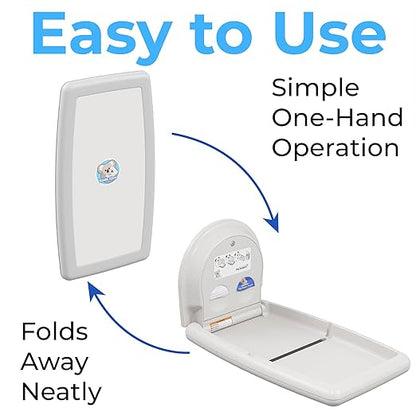 Koala Kare KB301-05 Vertical Surface Mounted Baby Changing Table - Foldable Plastic Diaper Changing Station (White Granite)