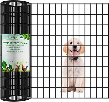 AMAGABELI GARDEN & HOME Black PVC Coated Welded Wire Fence 2inchx4inch 36inchx50ft 14Gauge Garden Border Fencing Roll Vinyl Coating Metal Wire Mesh Garden Bed Plant Supports Poultry Netting Cage