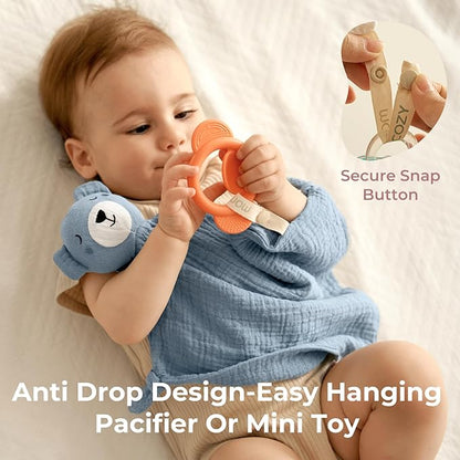 Momcozy Bear Loveys for Babies with Cotton - Soft Security Blanket for Boy or Girl for Self-Soothing On-The-Go-Portable & Anti-Drop Design - Newborn Gift，Must Have（Blue 14 inch）