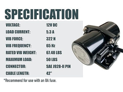 VIB50 12VDC Vibrator Vibration Motor for Salt Sand Spreader and Concrete Mixer 65Hz 50LBS