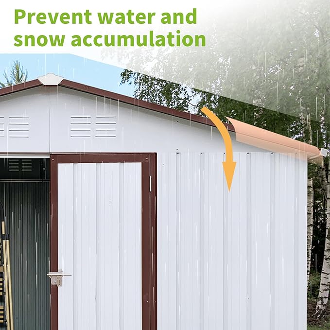 12x10FT Heavy-Duty Metal Storage Shed, Extra-Large Outdoor Shed with Apex Roof, Steel Vents & Hinged Door, Includes Free Padlock for Secure Tool & Equipment Storage (Easy Assembly)