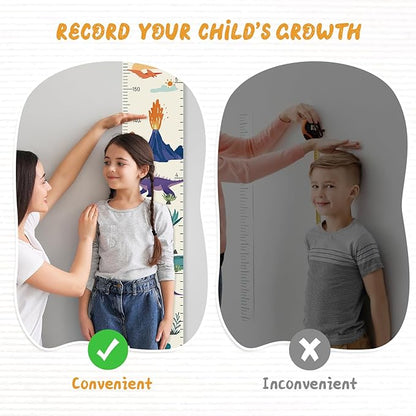 Personalized Canvas Height Chart for Kids, Height Measurement for Wall, Growth Chart with Name (Dinosaurs)