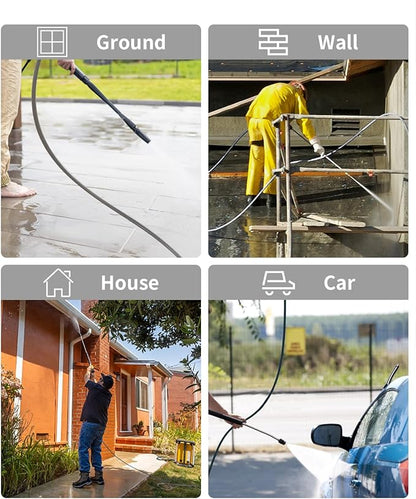 Pressure Washer Hose 150FT 3/8" for Cold and Hot Water 212°F, with Swivel Quick Connect, 4500PSI Kink Resistant Grade Steel Wire Braided, Power Washer Hose With 2pcs M22-14mm Adapter