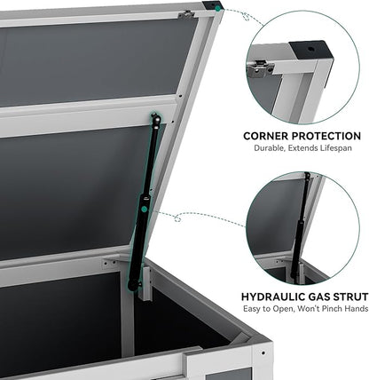 DWVO 41Cu.ft Horizontal Resin Storage Shed Without Shelf, All Weather 4.7x2.5 FT Outdoor Storage Shed with Hydraulic Struts, 3 Locks, Lockable to Floor for Garden Tools, Trash Cans, Gray