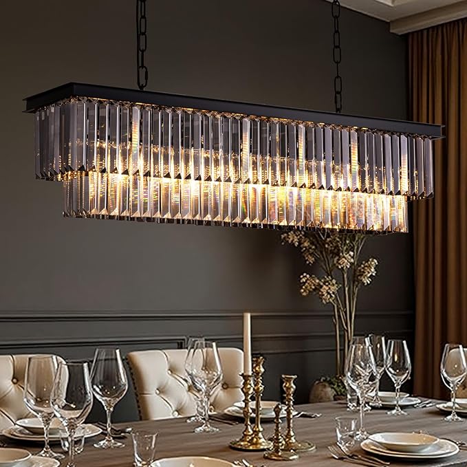 39-inch Rectangle Crystal Chandeliers