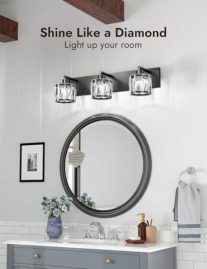 VOLISUN Crystal Vanity Lights for Bathrooms, 3 Light Bathroom Vanity Light