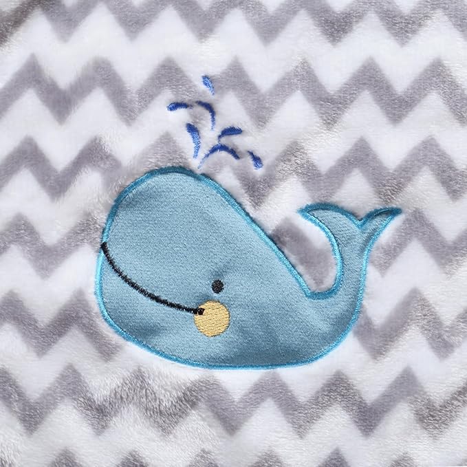 CREVENT 30''X40'' Cute Cozy Fluffy Warm Baby Blanket for Girls Boys Infants Toddlers' Bedding Crib Cot Stroller, Baby Shower Birthday Newborn's Gift - Whale