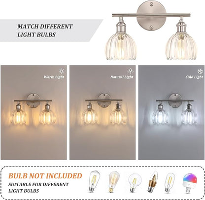 Bathroom Light Fixtures, 2-Light Vanity Wall Light Over Mirror