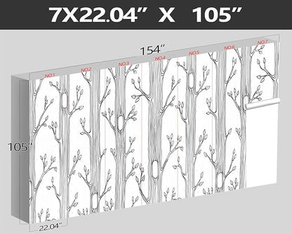 XMPMBM-Hand-Painted Cartoon Grey Tree Fabric Wallpaper Nursery Room Kids Bedroom Wall Mural-W 154" X H 105"（112 Square Foot）