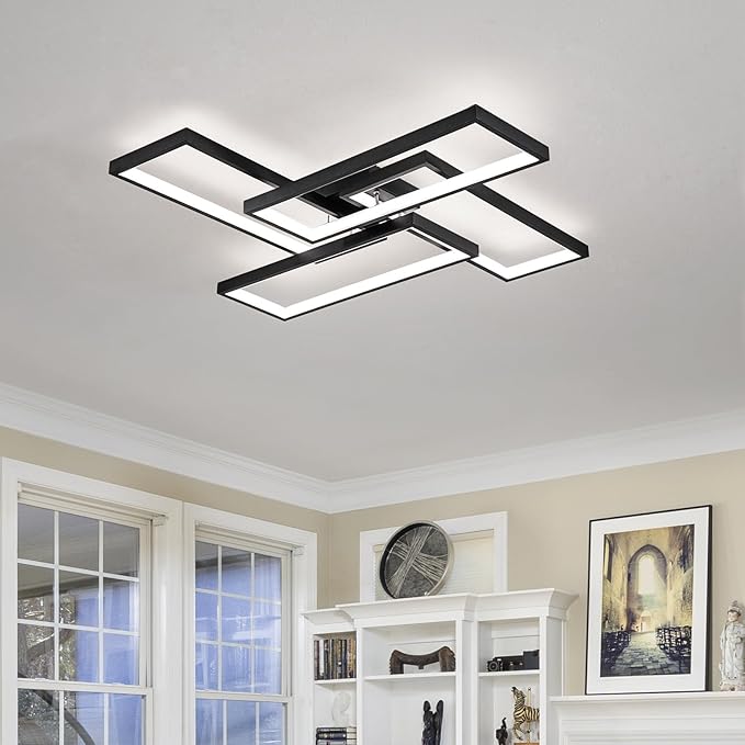 Modern LED Ceiling Lights for Bedroom 26" Dimmable Square Ceiling Lights for