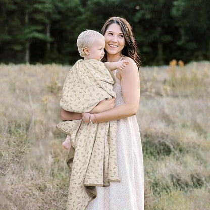 lulumoon Muslin Quilt Blanket, Crib Blanket for Baby and Toddler,47x47 Inches(Olive Tree)