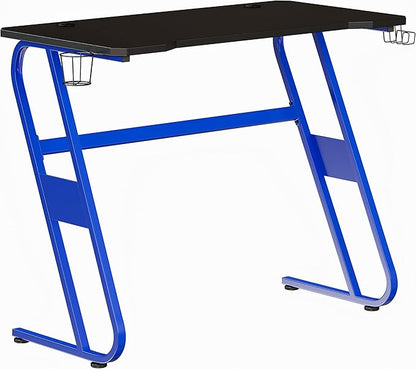Flash Furniture Fisher Gaming Desk - Blue Ergonomic Computer Desk - 51.5" Gamers Table with Cup Holder and Headphone Hook
