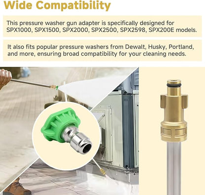 Pressure Washer Adapter with 1/4" Quick Connect and 5 Nozzles, 6" Metal Adapter Replacement Compatible with Ryobi, Dewalt, Husky, Portland and Harbor Freight, 3000 PSI