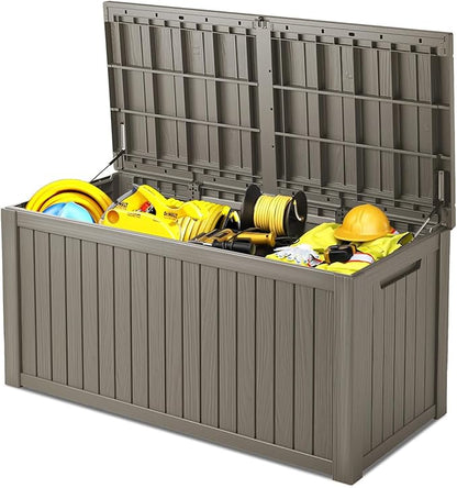 200 Gallon Deck Box, Resin Outdoor Indoor Waterproof Storage Box, Lockable Storage Box With Handle for Patio Furniture - Garden Tools - Swimming Pool Tools UV-Resistant, Grey
