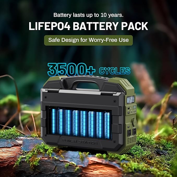 BROWEY 1600W (3200W Peak) Portable Power Station, 1024Wh LiFePO4 Battery with Built-in Solar Panel, 100W USB-C PD, Solar Generator for Camping, RV, Home Backup, Emergency
