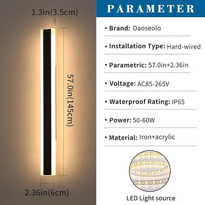 2 Pack Long LED Wall Light, 57inch Modern Wall Sconce, 3000K Warm White