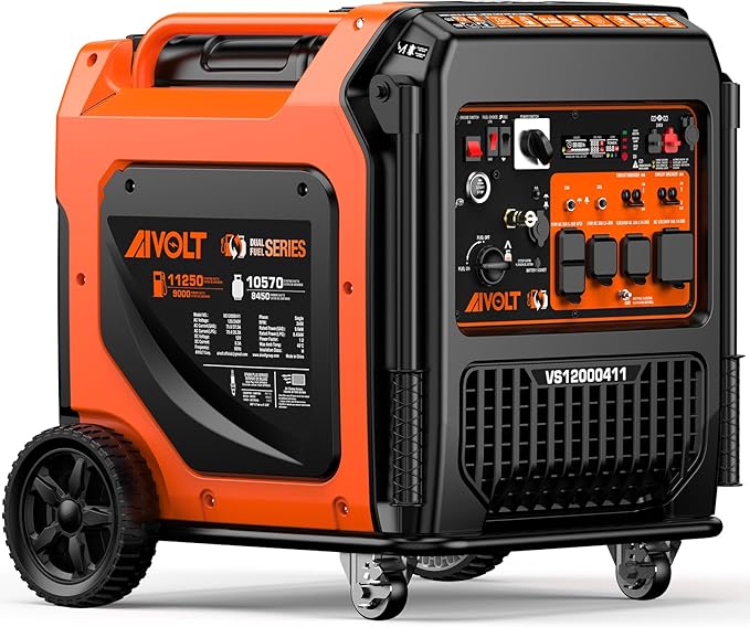 AIVOLT 11250 Wattages Dual Fuel Portable Inverter Generator Super Quiet Gas Propane Powered Remote/Electric Start Outdoor Generator ATS Ready for Home Back Up Food Truck, 50 State Approved