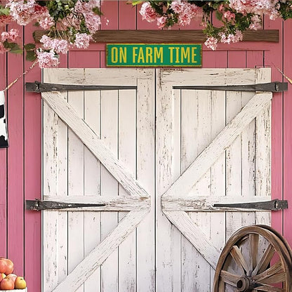 Cute Farm Decor, On Farm Time Sign, 15.8x4 inches, Decorative Metal Tin Signs for Outdoor, Wall Decors Art, Chicken Coop Decoration, Home Garden Yard Decor, Aluminum Wall Plaque, Farmer Gift