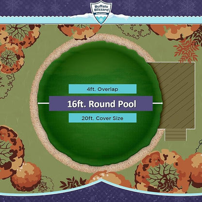 Buffalo Blizzard Ripstopper 16 ft Round Winter Pool Cover | Green Heavy Duty Cover for Closing Above Ground Swimming Pools | Easy to Install | Cold & UV Resistant | Shields from Seasonal Debris