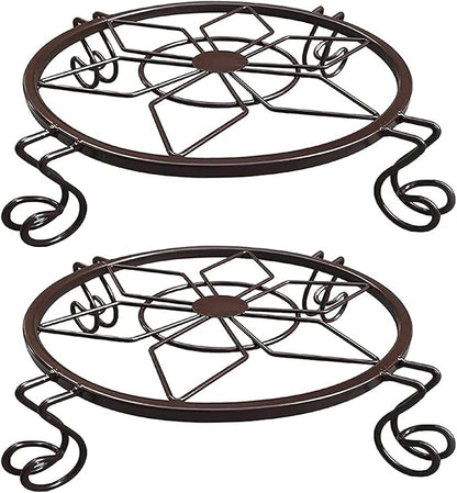 Flower Pot Stand Heavy Duty 2 Pack Planter Holder Indoor Outdoor Home & Garden Decor(Champagne)