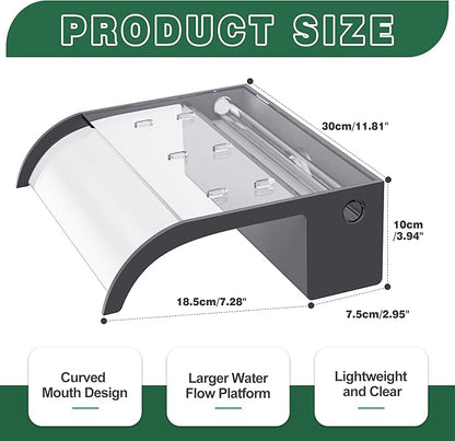 Waterfall Spillway, Clear Acrylic Pool Fountain w/Top Open Lip & Pipe Connector Kits for Outdoor/Indoor Decorative, 11.8'' Pool Water Feature for Garden Patio, Backyard Koi Pond Decor