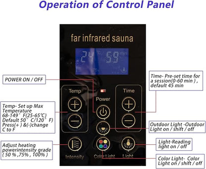 1 Person Low EMF FAR Infrared Sauna, Canadian Hemlock Home Saunas, 6 Heating Panels Personal Sauna Room,1460watt Indoor Saunas with LED Reading Lamp, LCD Display-Control, Bluetooth Speakers