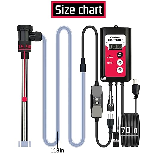 3500W 240V Immersion Electric Submersible Water Heater with Temp Control & GFCI – Portable Heater for Swimming Pool, Above-Ground Pool, Inflatable Pool