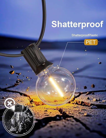 RTTY Outdoor String Lights 100 FT Globe LED Patio Lights