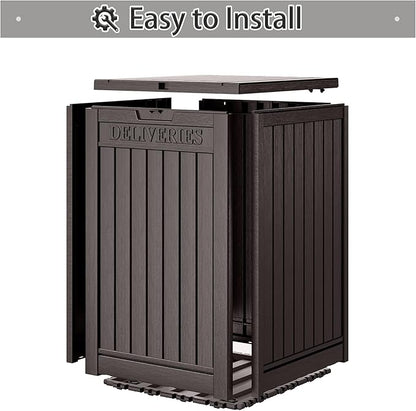 Package Delivery Box for Outside, 48 Gallon Storage with Lockable Secure, Large Double Wall Resin Outdoor Package Delivery Waterproof Deck