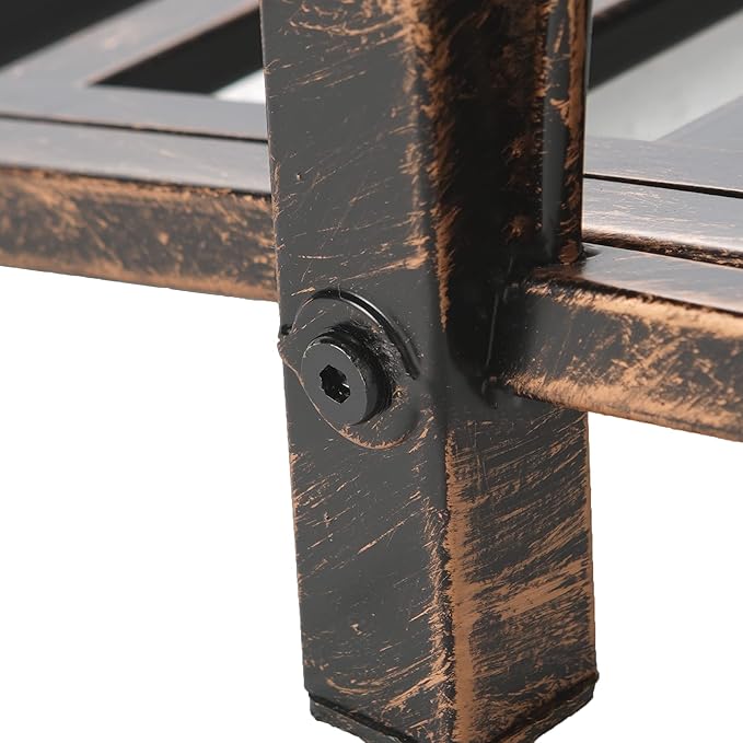 Outsunny 3.3' Metal Arch Zen Garden Bridge with Safety Siderails, Decorative Footbridge, Delicate Scrollwork & Corner Spheres for Stream, Fish Pond, Bronze