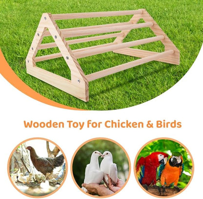 Chick Jungle Gym Perch, Wooden Roosting Bar with Triangle Stand, 7 Bar Chicken Toy for Coop and Brooder, 14.75 X 10.75 X 7.25 Inches
