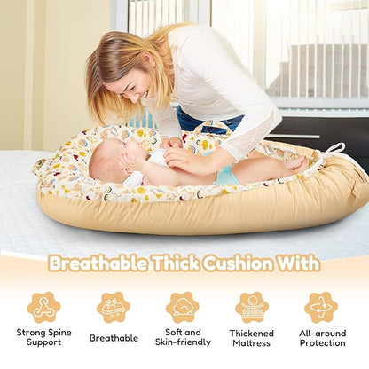 Baby Lounger - Newborn Lounger Cover Months 0-12 Months, Baby Lounger Cover Breathable & Soft Baby Nest Cover Co Sleeping Babies Essentials Gifts, Portable Infant Lounger Baby Floor Seat Rainbow