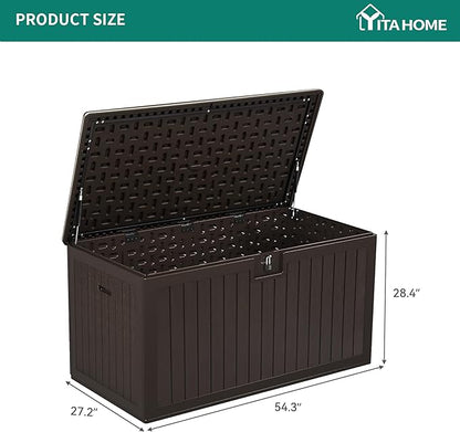 YITAHOME 150 Gallon Double-Wall Deck Box with Side Handles, Outdoor Large Storage for Patio Furniture Cushions, Garden Pool Accessories, Water Resistant & Lockable