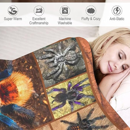 Tarantula Spider Blanket Gifts for Tarantula Lovers Tarantula Throw Blanket for Men Women Kids Adults Soft Warm Cozy Fleece Blanket for Couch Sofa Bed 60"x80"