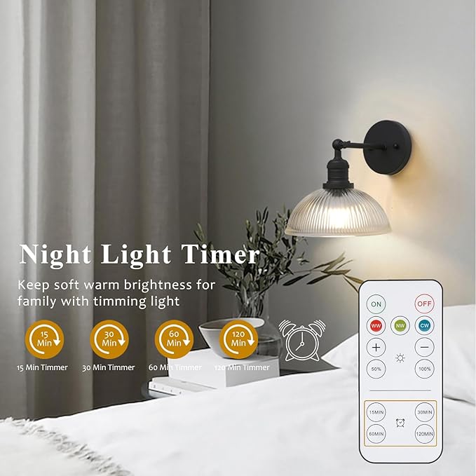 Pathson Battery Operated Wireless Wall Sconce, Rechargeable Modern Wall Vanity