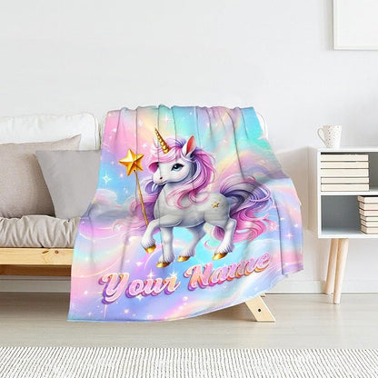 Custom Blanket for Kids - Unicorn Blanket for Girls 4-6 - Cute Toddler Gifts Throw for Crib, Lap