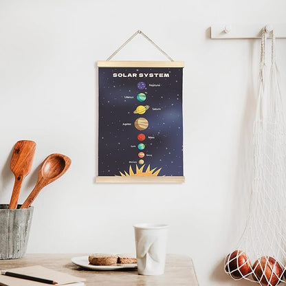 CGBHW Solar System Poster Hanger Frame, Outer Space Planet Solar System Posters Wall Art Hanging Decor for Toddler Boy Kids Room Playroom Nursery，Astronomical Education Wall Art Decor, 12x16Inch