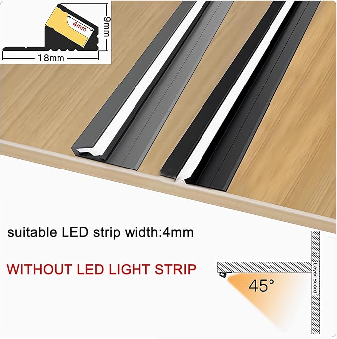 JARBIH 5Pack Surface Mounted LED Linear Aluminum Profile, 45 Degree Led Bars
