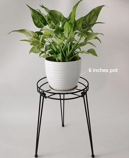 Midcentury Modern Metal Potted Plant Stand 18.7 inches Tall Flower Pot Holder Large Rustproof Iron Garden Container Heavy Duty Rack for Planter,Black (18.7 inches Tall Black)