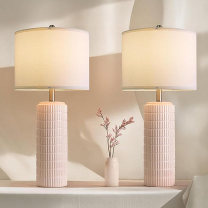 PoKat 27.5" Pink Ceramic Table Lamps
