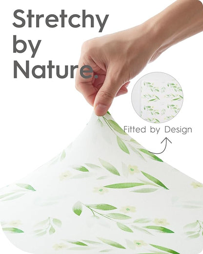 Changing Pad Cover for Girls Boys, TotBasic Premium Soft Boho Changing Table Covers, Stretchy Jersey Changing Table Sheets - Fits All Standard Changing Tables - 2 Pack (Sage Green&Botanical Leaf)