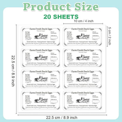 160 Pcs Duck Eggs Carton Labels, Farm Fresh Eggs Sticker Rectangle Egg Stickers PET Adhesive Egg Packaging Stickers for Box Container Carton Farm Supplies, 2x4 Inch