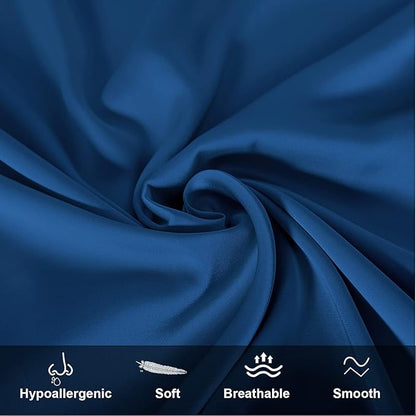 Mulberry Silk Pillowcase for Hair and Skin,King Size Cooling Silk Pillow Case with Hidden Zipper,Allergen Proof Dual Sides Soft Breathable Smooth Silk Pillow Cover for Women(King,Gem Blue)