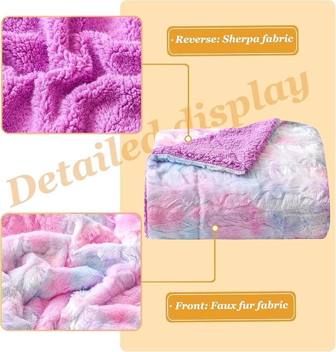 NEWCOSPLAY Super Soft Faux Fur Blanket Twin Size Multi Purple Sherpa Fuzzy Plush Warm Blanket for Sofa Bed (Multi Purple, Twin(60"x80"))