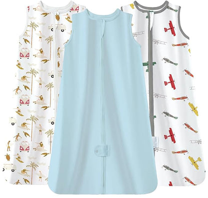 TotAha Newborn Sleep Sacks 0-3 months 3 Pack, Light, Soft, and Safe Baby Wearable Blanket Sleeping Bag with 2-Way Zippers, 0.5 TOG