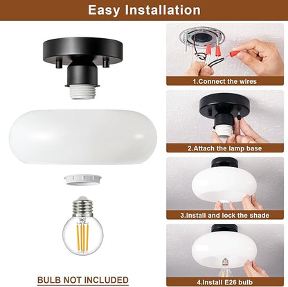 Mid-Century Modern Semi Flush Mount Ceiling Light, Metal Kitchen Light Fixture