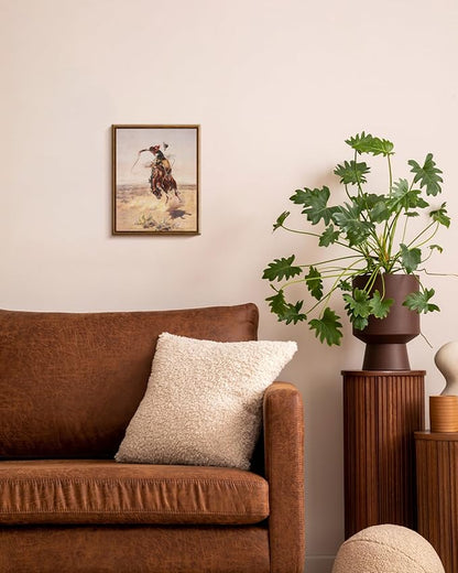 InSimSea Framed Canvas Wall Art Western Cowboy Decor Rustic Vintage Cowboy Oil Paintings Horse Riders of Mid-Century Art Prints Ranch Lunar Landscape Wall Pictures Antique Wall Decor Aesthetic Posters